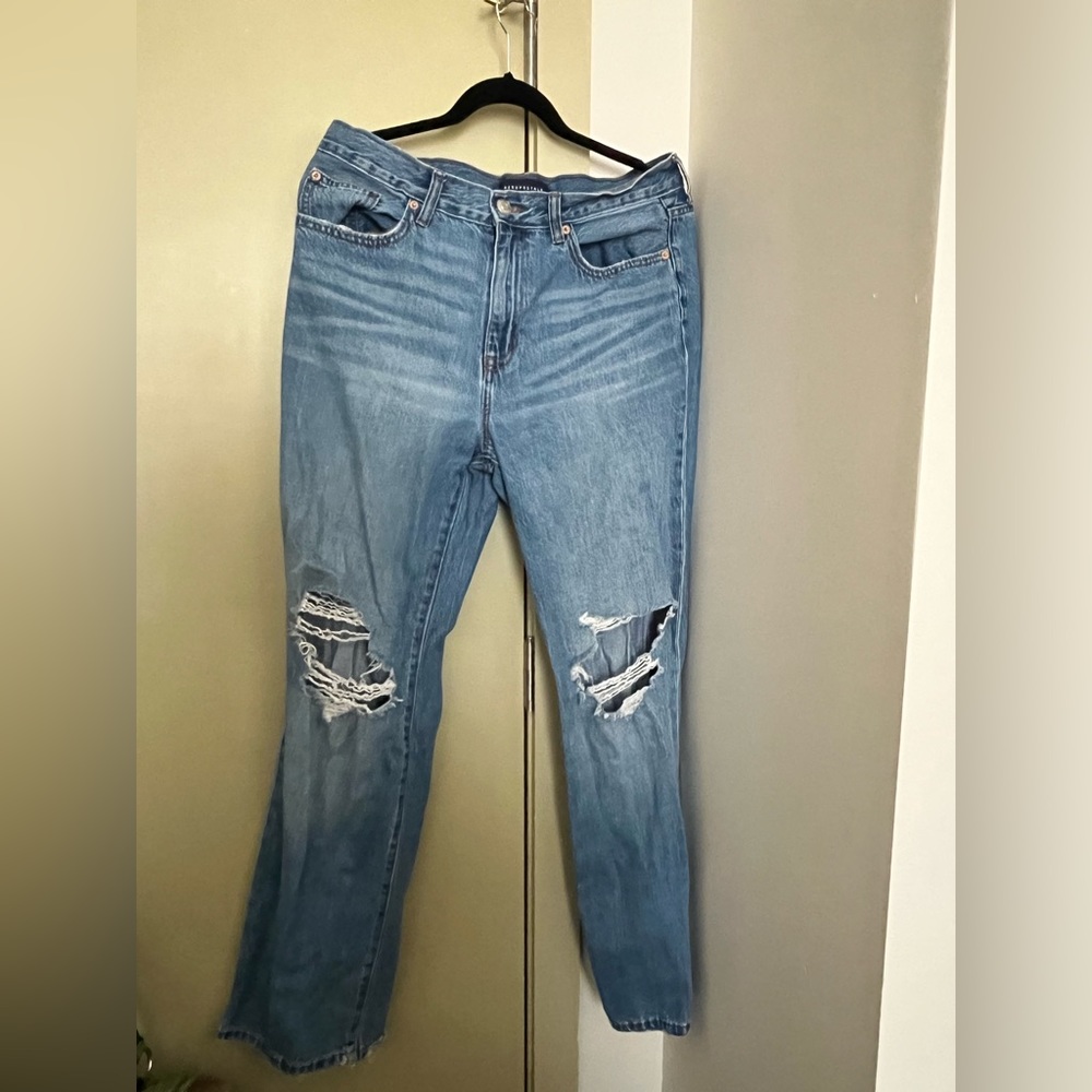 Worn out relaxed skater style jeans